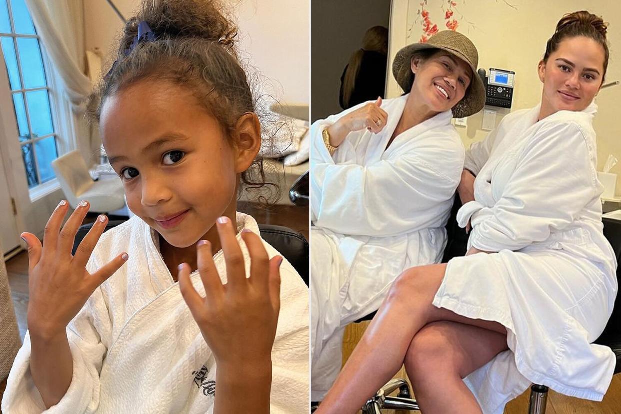 Pregnant Chrissy Teigen Enjoys 'Cutest Girls' Day' with Daughter Luna and Mom Pepper