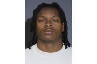 This image provided by the City of DeSoto, Texas, shows Theodore Knox, who turned himself in, Glenn Heights Police police said, Friday, April 12, 2024. Police have alleged that Kansas City Chiefs wide receiver Rashee Rice and Knox were speeding in the far left lane when they lost control of their vehicles, and a Lamborghini traveled onto the shoulder and hit the center median wall, causing a chain collision on a Dallas highway last month. (City of DeSoto via AP)