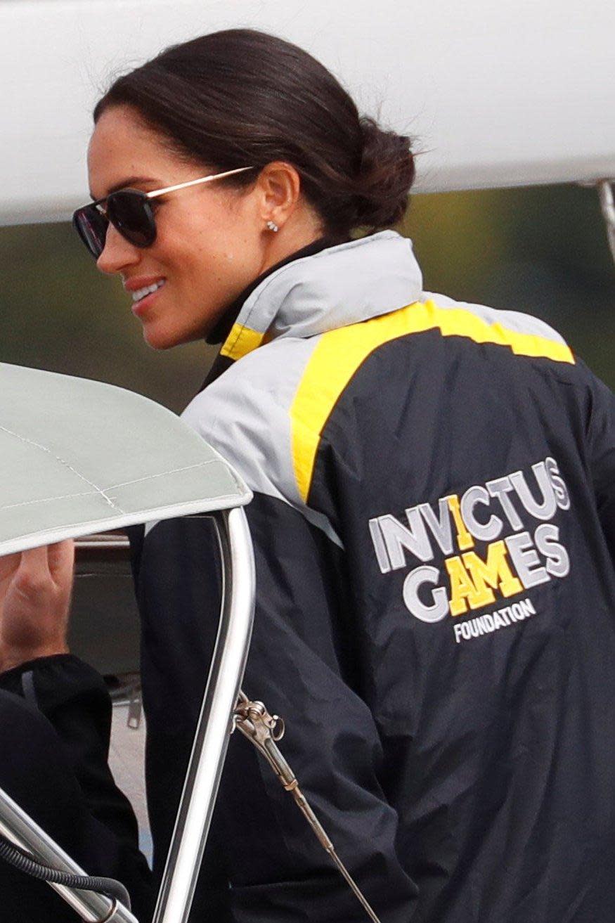 Meghan watches the sailing event of the Invictus Games on Sunday (REUTERS)