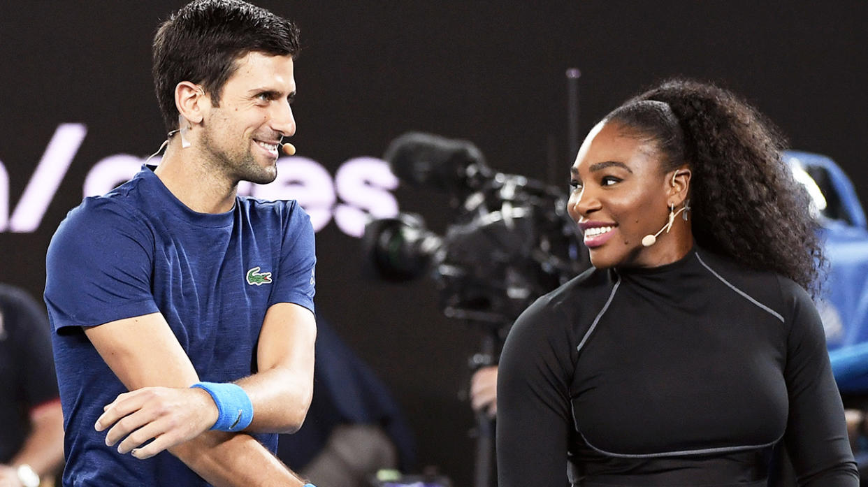 Novak Djokovic shared a laugh with Serena Williams at the Australian Open.