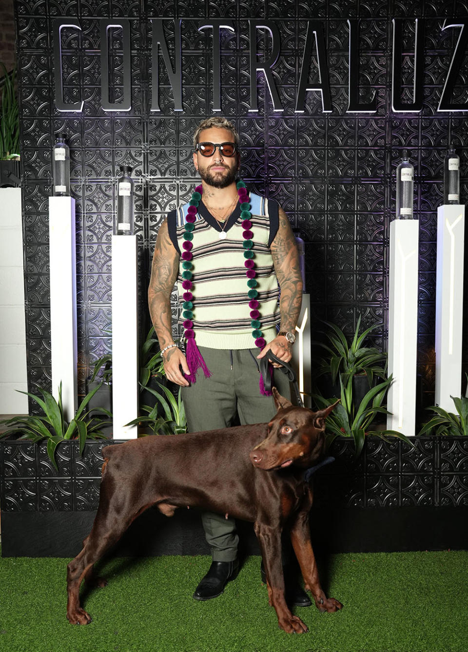 Maluma attends the launch of Contraluz Cristalino Mezcal with Maluma at The Freehold on August 10, 2022 in Brooklyn, New York.