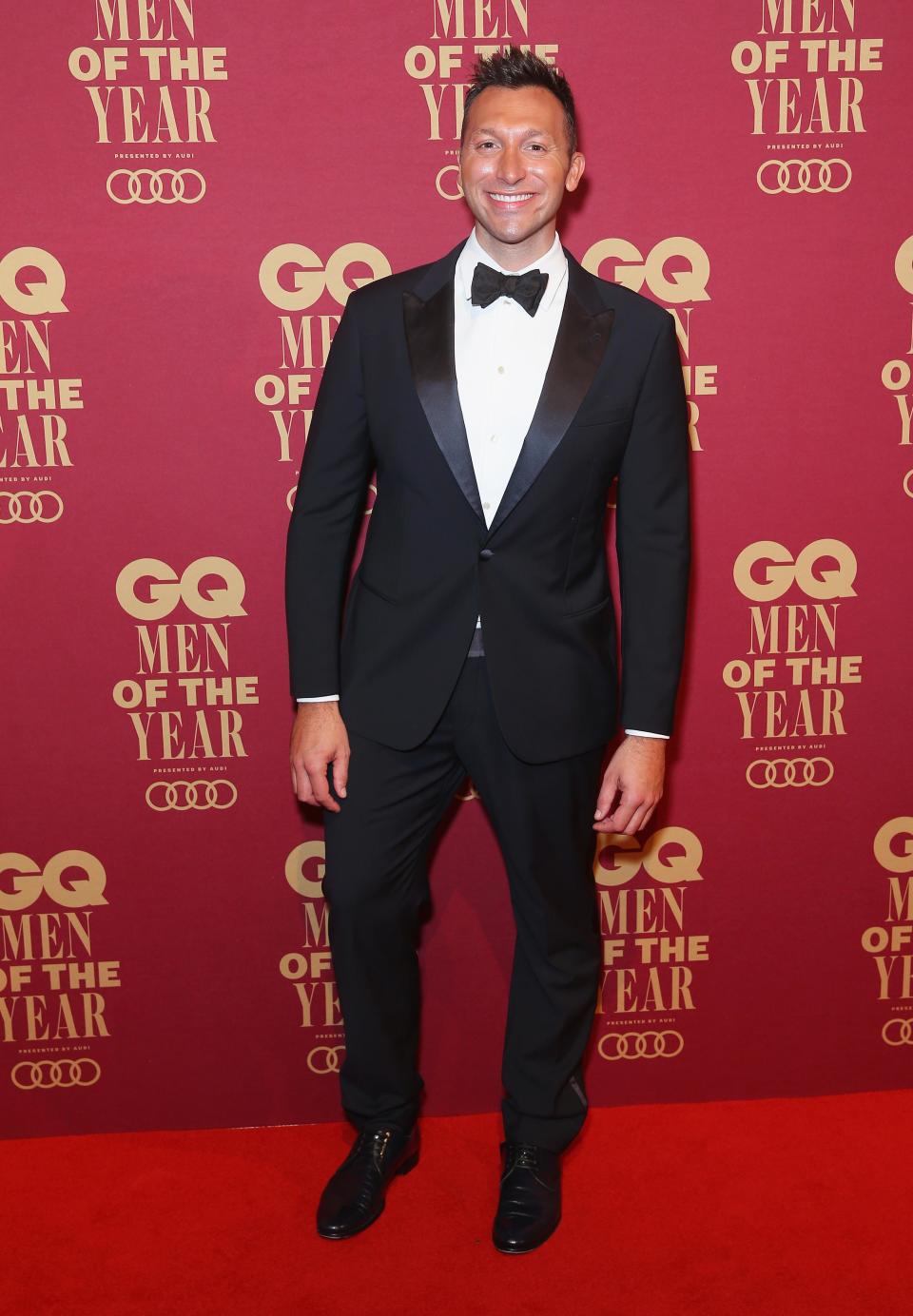 <p>Ian Thorpe is all smiles after the 'Yes' vote went through for marriage equality on the same day as the GQ Awards.</p>