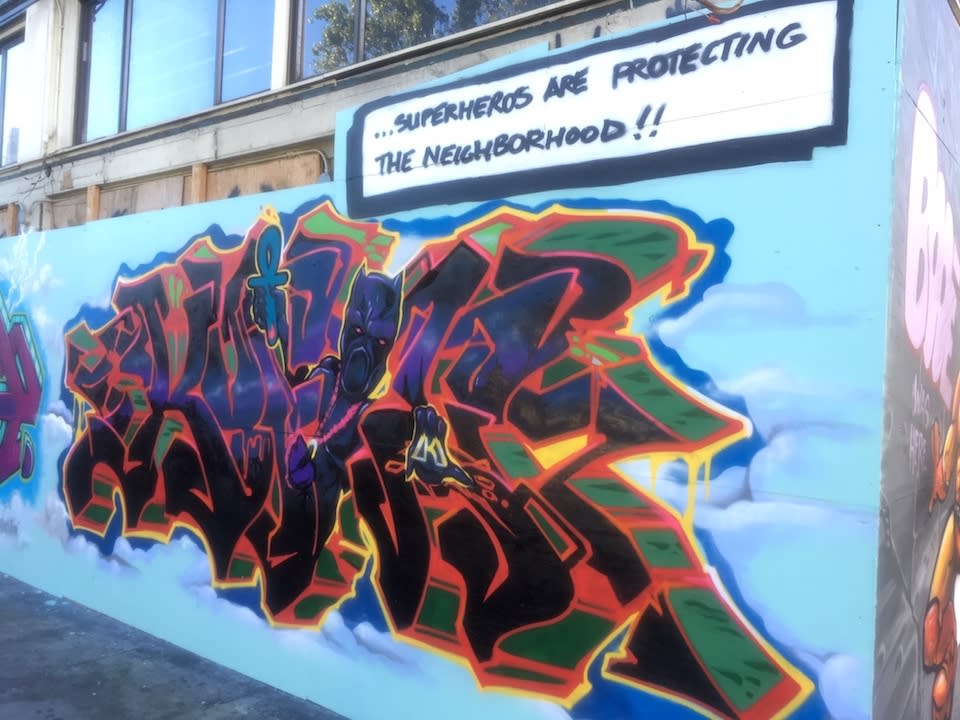 Black Panther is among the superheroes now protecting North Beach, thanks to volunteer artists.