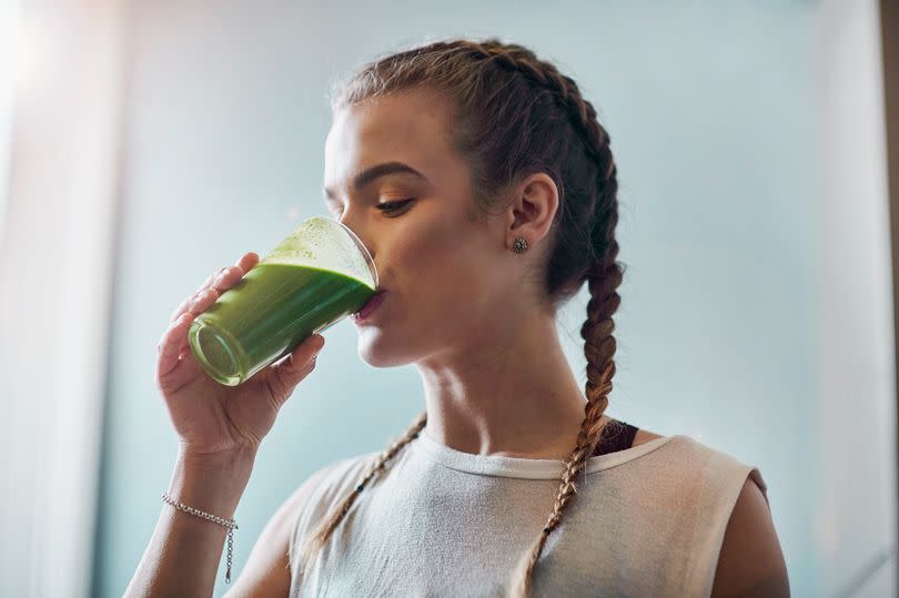 Woman drinking smoothie