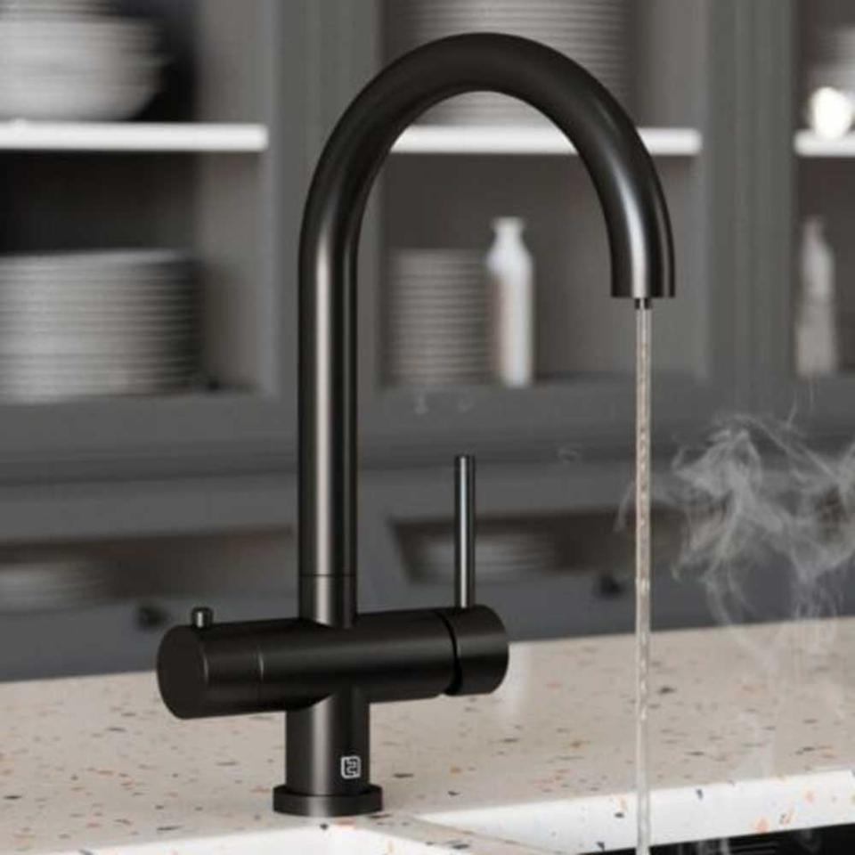 Vibrance Twin Lever Black Vanto 4 In 1 Instant Hot Water Kitchen Sink Mixer Tap