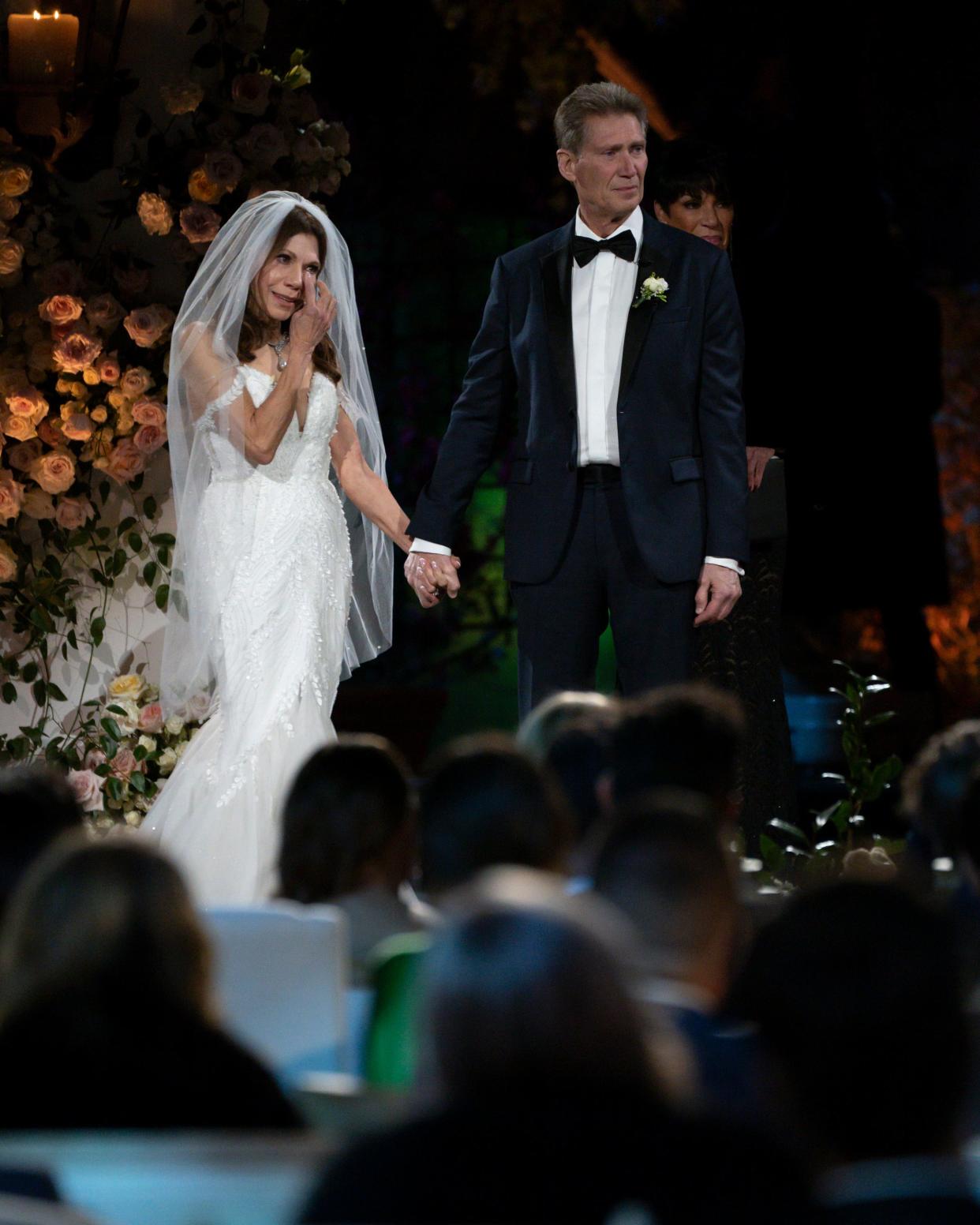 Theresa Nist and Gerry Turner were emotional during their wedding ceremony in Palm Springs, California, on Jan. 4, 2024.