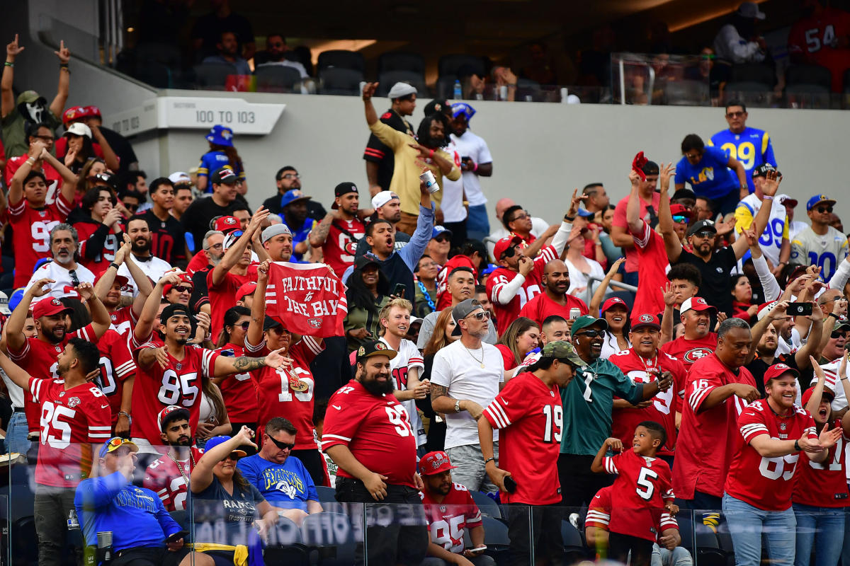 Sea Of Red': San Francisco 49ers Fans Expected to Outnumber Los Angeles Rams  Fans - Sports Illustrated LA Rams News, Analysis and More