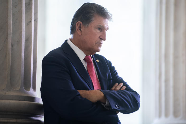 Sen. Joe Manchin, D-W. Va., is seen in Russell Building on Thursday, July 30, 2020.(Tom Williams/CQ Roll Call via Getty Images)