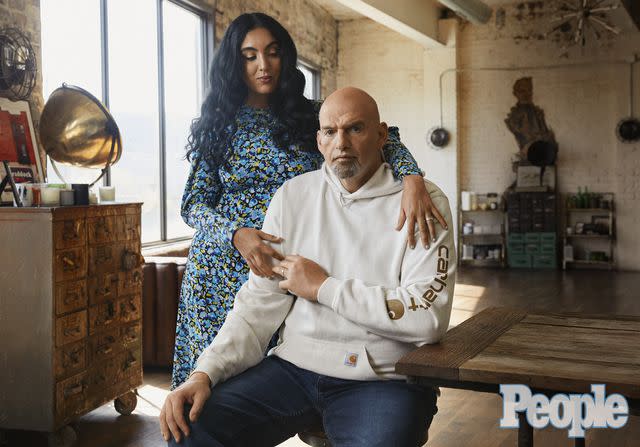 Celeste Sloman Gisele Barreto Fetterman and Sen. John Fetterman in their Braddock, Pa., home