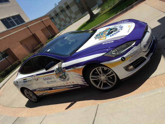 The Drive for Men's Health team is on the road, planning to cover 6,000 miles in nine days, from Florida to New York to California. This Tesla is the 2015 drive vehicle.