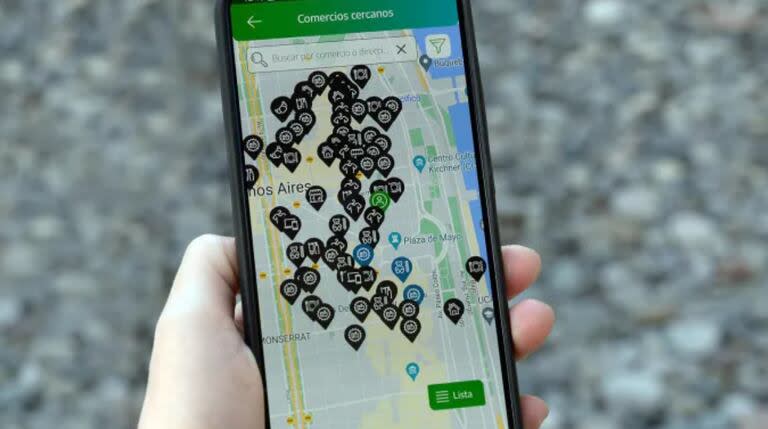 La aplicación de Cuenta DNI permite saber dónde quedan los comercios cercanos adheridos 