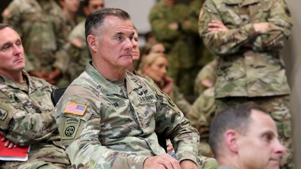 U.S. Army Pacific commander Gen. Charles Flynn receives a brief on the training objectives of exercise Talisman Sabre 23 at Lavarack Barracks in Townsville, Queensland, Australia, July 28, 2023. (Sgt. 1st Class John Healy/Army)