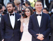 <p><a rel="nofollow" href="https://www.yahoo.com/movies/tagged/jake-gyllenhaal" data-ylk="slk:Jake Gyllenhaal;elm:context_link;itc:0;sec:content-canvas" class="link ">Jake Gyllenhaal</a>, <a rel="nofollow" href="https://www.yahoo.com/movies/tagged/lily-collins" data-ylk="slk:Lily Collins;elm:context_link;itc:0;sec:content-canvas" class="link ">Lily Collins</a>, and <a rel="nofollow" href="https://www.yahoo.com/movies/tagged/paul-dano" data-ylk="slk:Paul Dano;elm:context_link;itc:0;sec:content-canvas" class="link ">Paul Dano</a> at the <a rel="nofollow" href="https://www.yahoo.com/movies/tagged/cannes-film-festival" data-ylk="slk:Cannes Film Festival;elm:context_link;itc:0;sec:content-canvas" class="link ">Cannes Film Festival</a> <a rel="nofollow" href="https://www.yahoo.com/movies/film/okja" data-ylk="slk:Okja;elm:context_link;itc:0;sec:content-canvas" class="link "><em>Okja</em></a> screening on May 19, 2017 (Photo: Andreas Rentz/Getty Images) </p>