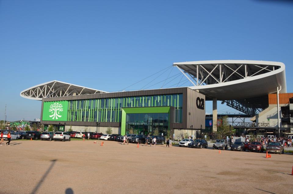 External view of Q2 Stadium, home of Austin FC in Austin, TX