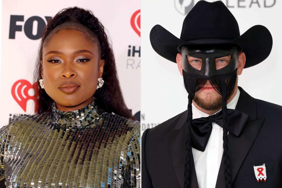 <p>Jesse Grant/Getty; Frazer Harrison/Getty</p> Jennifer Hudson at the iHeartRadio Music Awards in Los Angeles on April 1, 2024; Orville Peck attends the Elton John AIDS Foundation