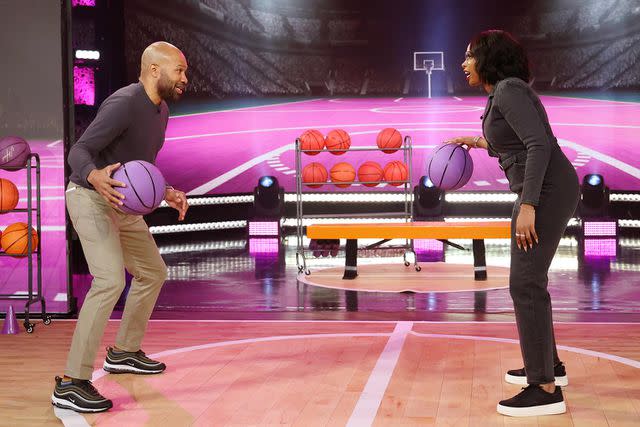 <p>Chris Millard/Warner Bros</p> Jennifer Hudson and Derek Fisher on Tuesday's episode of 'The Jennifer Hudson Show'