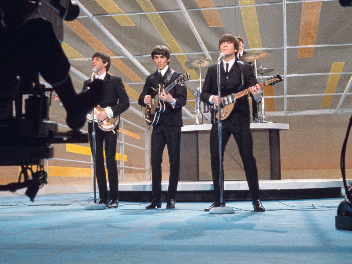 The Beatles performing on ‘The Ed Sullivan Show’ in New York City in February 1964 (Universal History Archive/Univer)