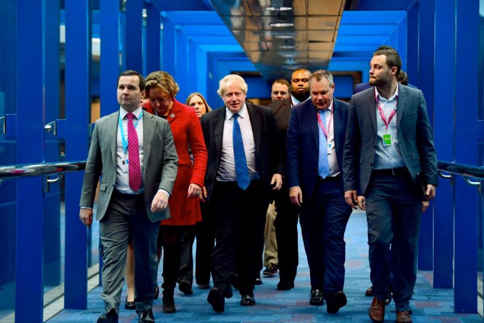 Boris Johnson arriving in Birmingham for his speech earlier in October
