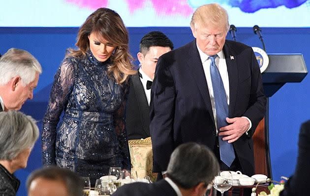 Melania and Donald Trump attended a state dinner in Seoul. Photo: Getty