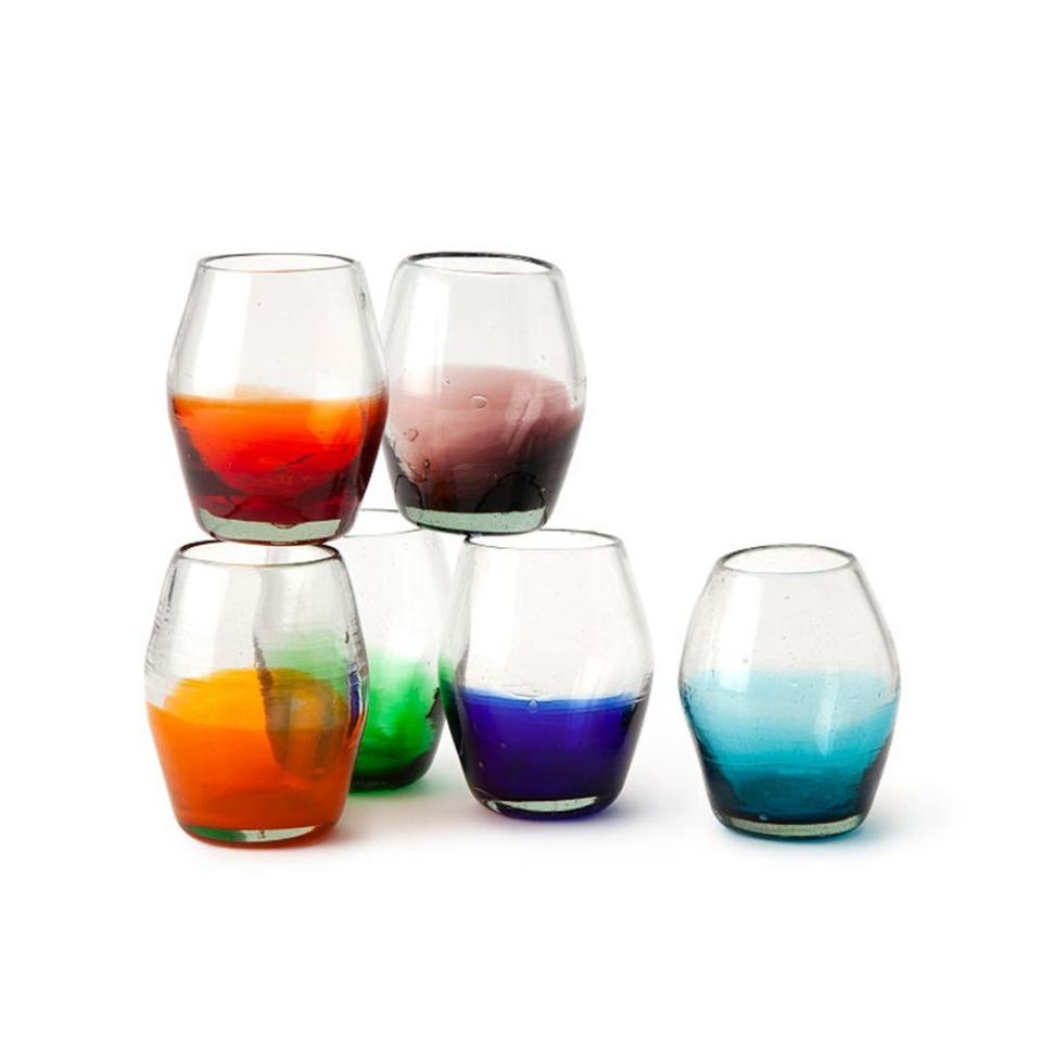 3) MULTICOLOR OMBRE STEMLESS WINE GLASS SET