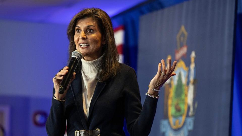 PHOTO: Republican presidential candidate, former U.N. Ambassador Nikki Haley speaks during a campaign stop at the Portland Elks Club on March 3, 2024 in Portland, Maine. (Scott Eisen/Getty Images)