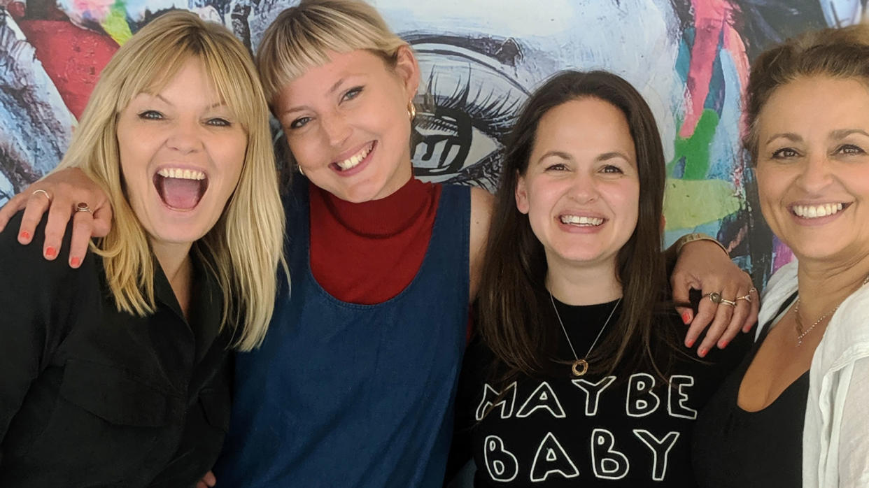 Giovanna Fletcher appeared on White Wine Question Time last week with (from left) Kate Thornton, Kris Hallenga, Giovanna, and Nadia Sawalha