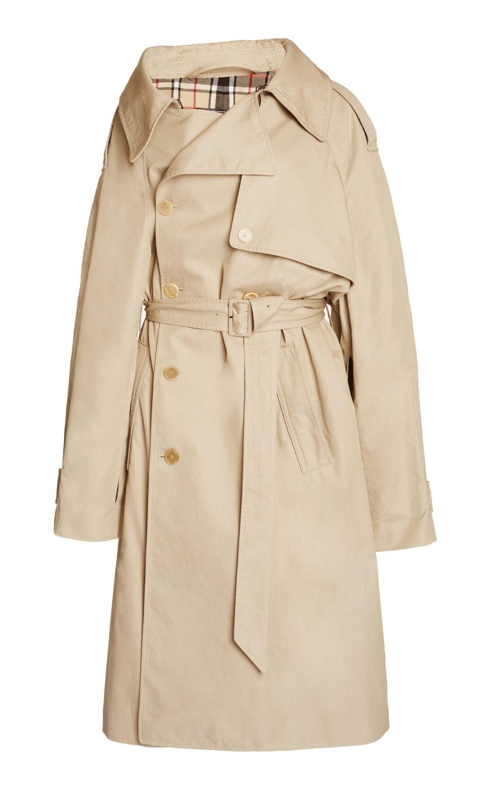 Off-The-Shoulder Cotton Trench Coat