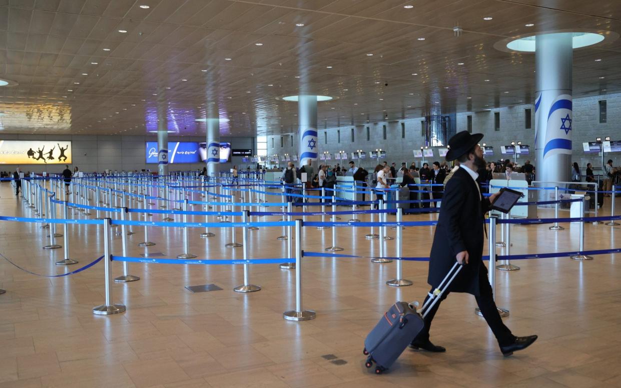 An empty waiting area at the Ben Gurion International Airport