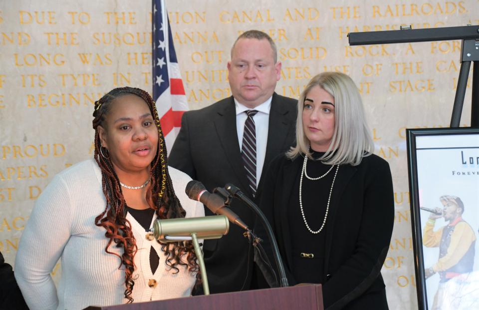 Almost four years after the death of her son James Jeter, Dusown Kennedy joined District Attorney Pier Hess Graf Monday to talk about the rising youth gun violence in Lebanon County. “It’s hard and I know I’ll never get my son back," she said at the press conference.