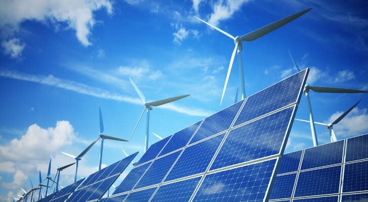 Solar panels and wind turbines