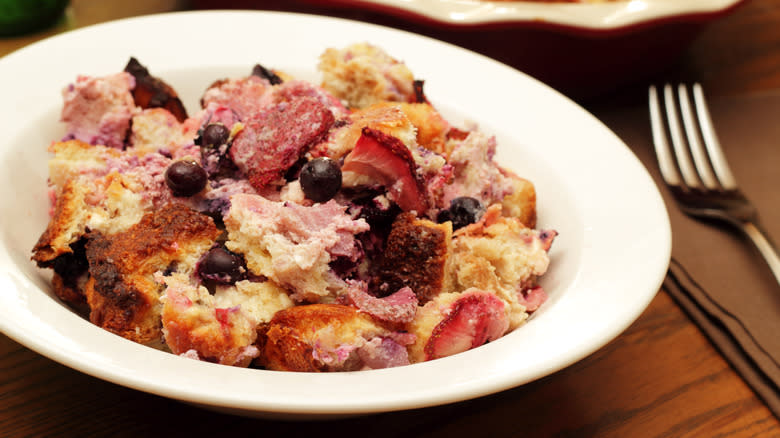 Bread pudding with fruit