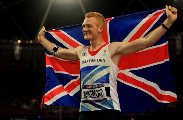 Greg Rutherford celebrates