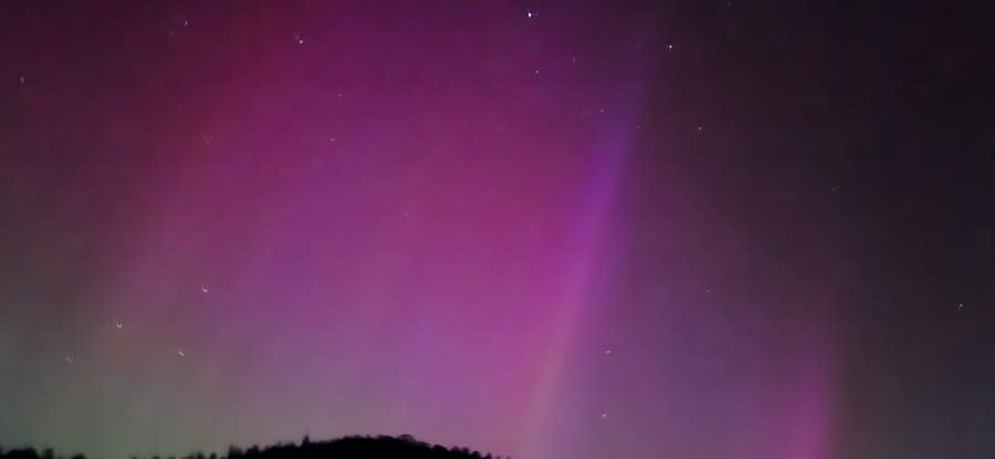 The aurora borealis as seen near Pinewood Reservoir in Colorado, on May 10, 2024 (Danielle Lewitinn)