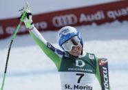 Alpine Skiing - FIS Alpine Skiing World Championships - Women's Downhill - St. Moritz, Switzerland - 12/2/17 - Ilka Stuhec of Slovenia reacts at the finish line. REUTERS/Denis Balibouse