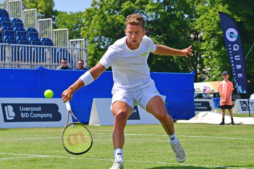 The Qube Liverpool International Tennis Tournament 2023, Aigburth. Pictured tennis player Enzo Couacaud