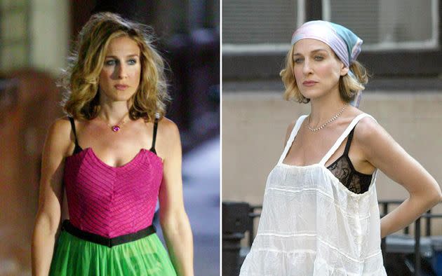 Sarah Jessica Parker Carrie Bradshaw Inspired Short White Satin Slip Dress  Sex and City