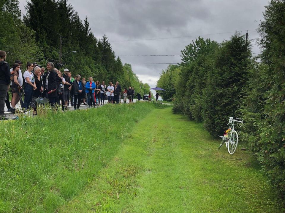 Filteau's ghost bike is one of more than 20 set up across the province.