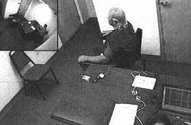 Photo of Curtis Edward Smith taking a polygraph test in May of 2022.