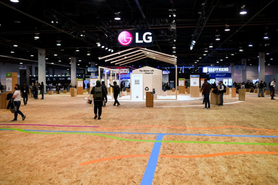 <div class="inline-image__caption"><p>The LG company booth at CES 2022.</p></div> <div class="inline-image__credit">Patrick T. Fallon/AFP via Getty Images</div>