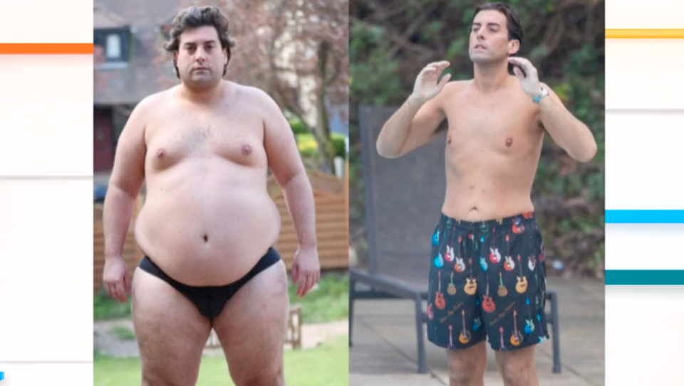 James Argent appeared with Neil Ruddock to share his gastric band story on GMB. (ITV)