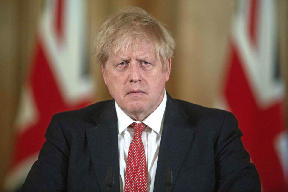 File photo dated 20/03/2020 of Prime Minister Boris Johnson speaking at a media briefing in Downing Street, London, on coronavirus (COVID-19), he says he has tested positive for coronavirus.
