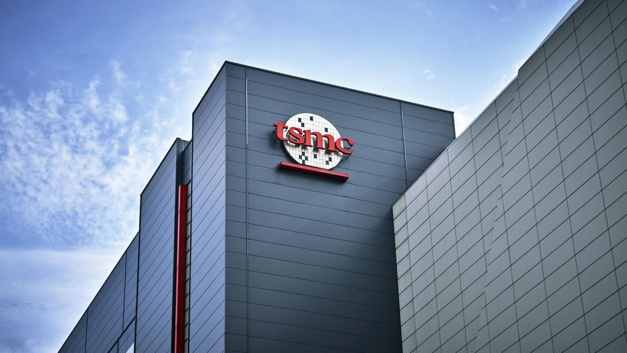  The Taiwan Semiconductor Manufacturing Co. logo atop a building at the Hsinchu Science Park in Hsinchu, Taiwan, on Tuesday, Oct. 17, 2023. TSMC is scheduled to release earnings results on Oct. 19. 