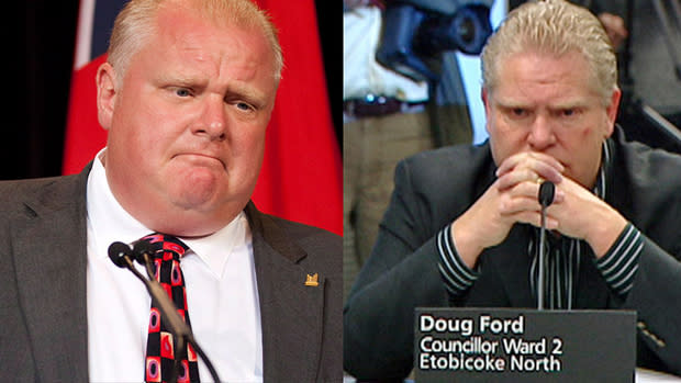 Coun. Doug Ford, right, said he would consider a mayoralty run if there's a byelection before the 2014 election and current Mayor Rob Ford, his brother, is barred as a candidate.