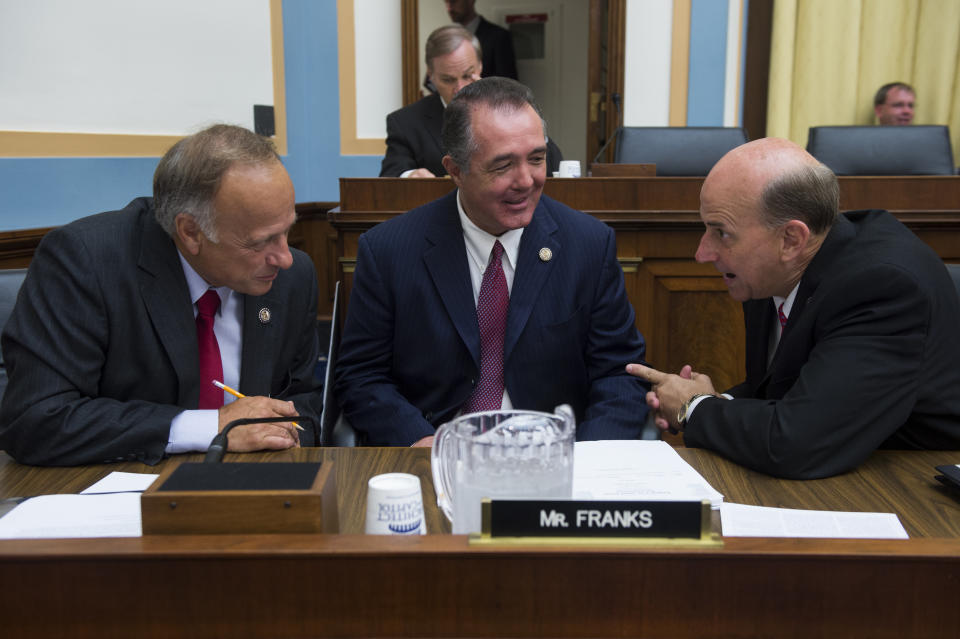 Three of the Republican congressman most integral to getting HR 569 passed also happen to have used anti-Muslim rhetoric. From left, Reps. Steve King (R-Iowa), Trent Franks (R-Ariz.) and Louie Gohmert, R-Texas.