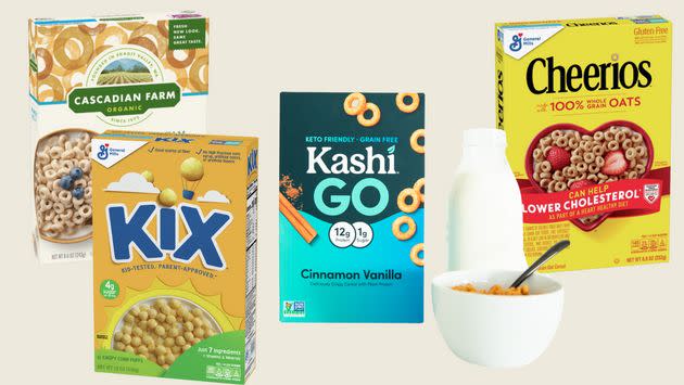 (Photo: HuffPost Illustration/Cascadian Farm/General Mills/Kashi)