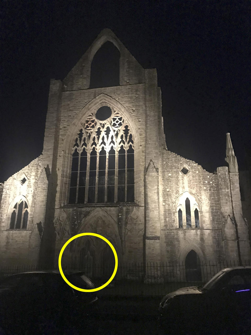 Rosie was visiting a Welsh abbey which she said was spooky at night. Photo: Caters News