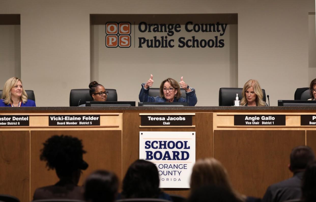 Teresa Jacobs is the Chair of the Orange County school board, which is facing protests over book bans and LGBTQ rights.
