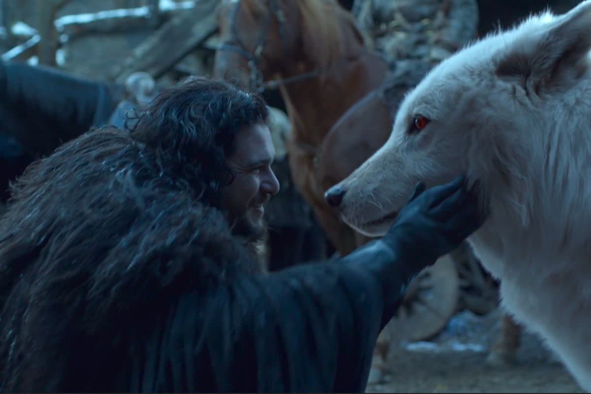 Jon Snow and his direwolf Ghost in 'Game of Thrones'. (Credit: HBO)