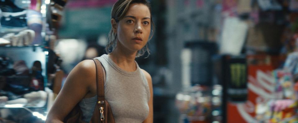 Aubrey Plaza plays Emily, an artist trying to dig her way out of student debt, in &quot;Emily the Criminal.&quot;