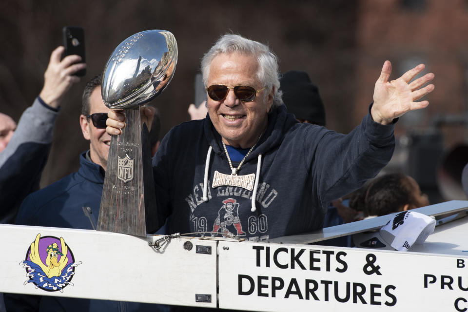 Robert Kraft has been charged in Florida as part of a prostitution-ring bust. (Photo by Richard Cashin/Icon Sportswire via Getty Images)